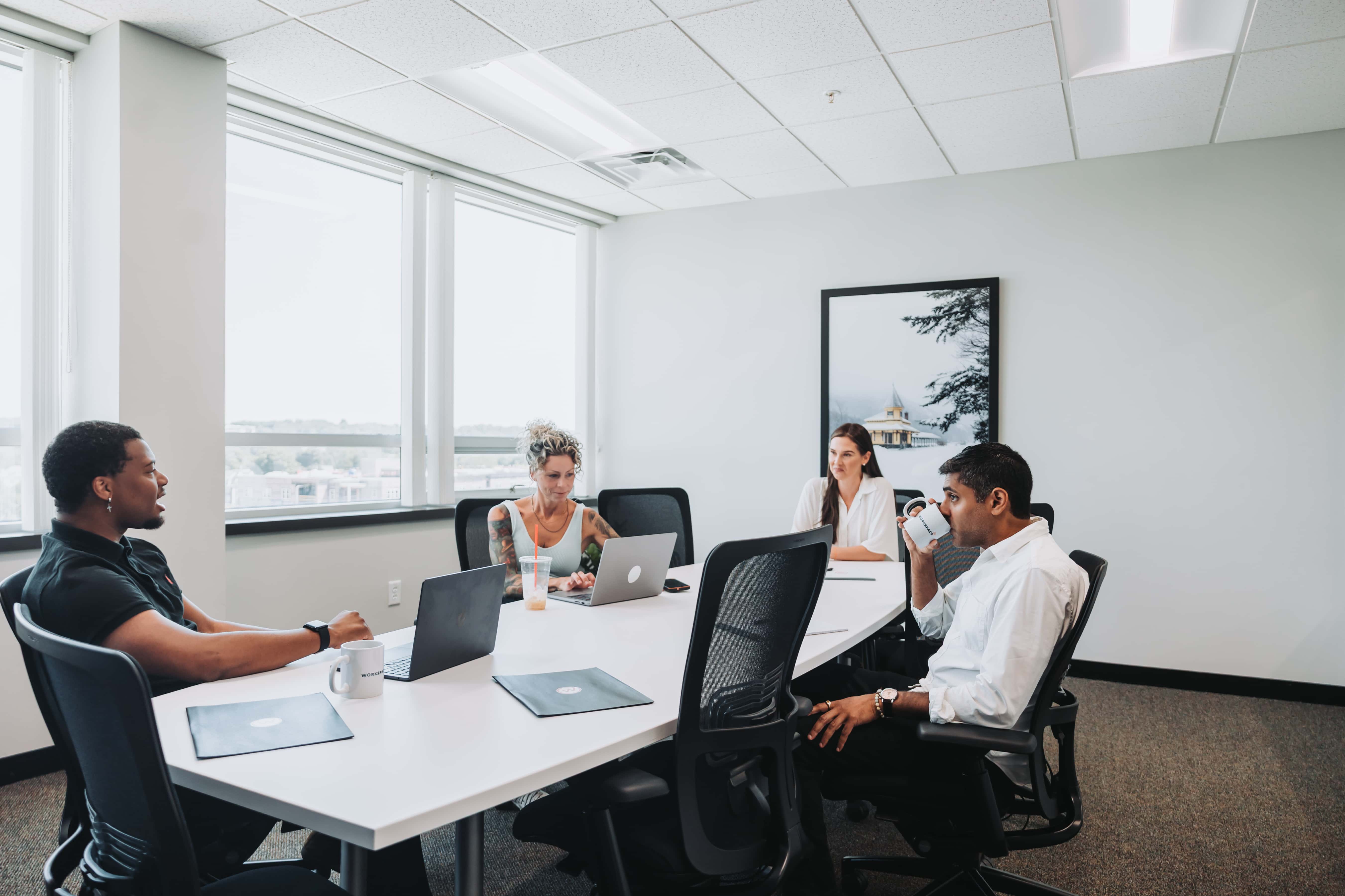 The Beverly conference room set for a client meeting