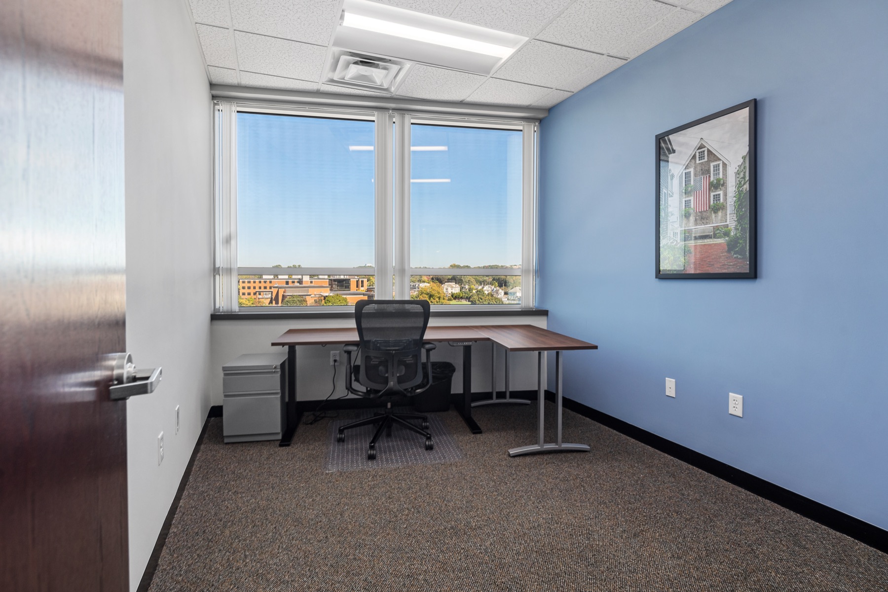 A private office at Workspace Beverly with downtown views