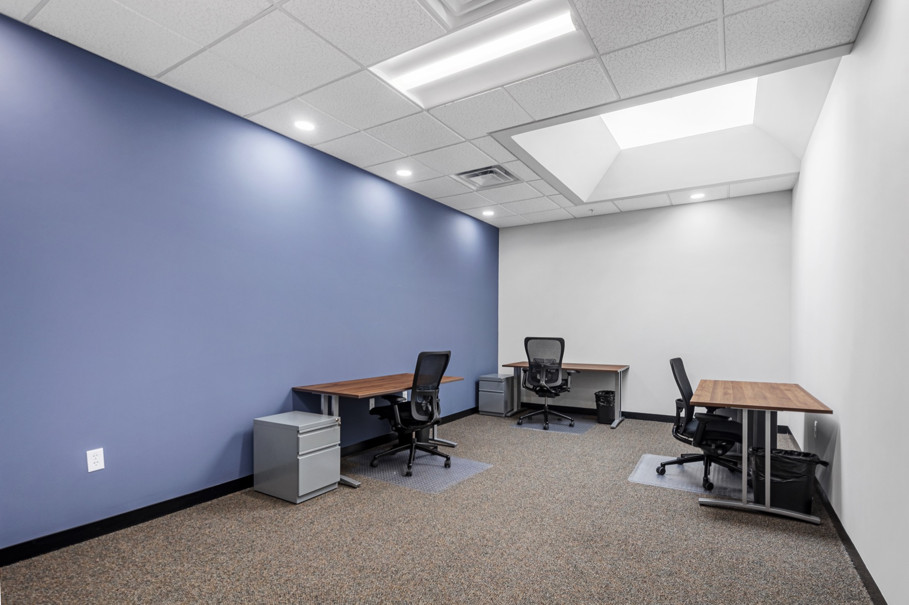 A three-desk team office at Workspace Beverly