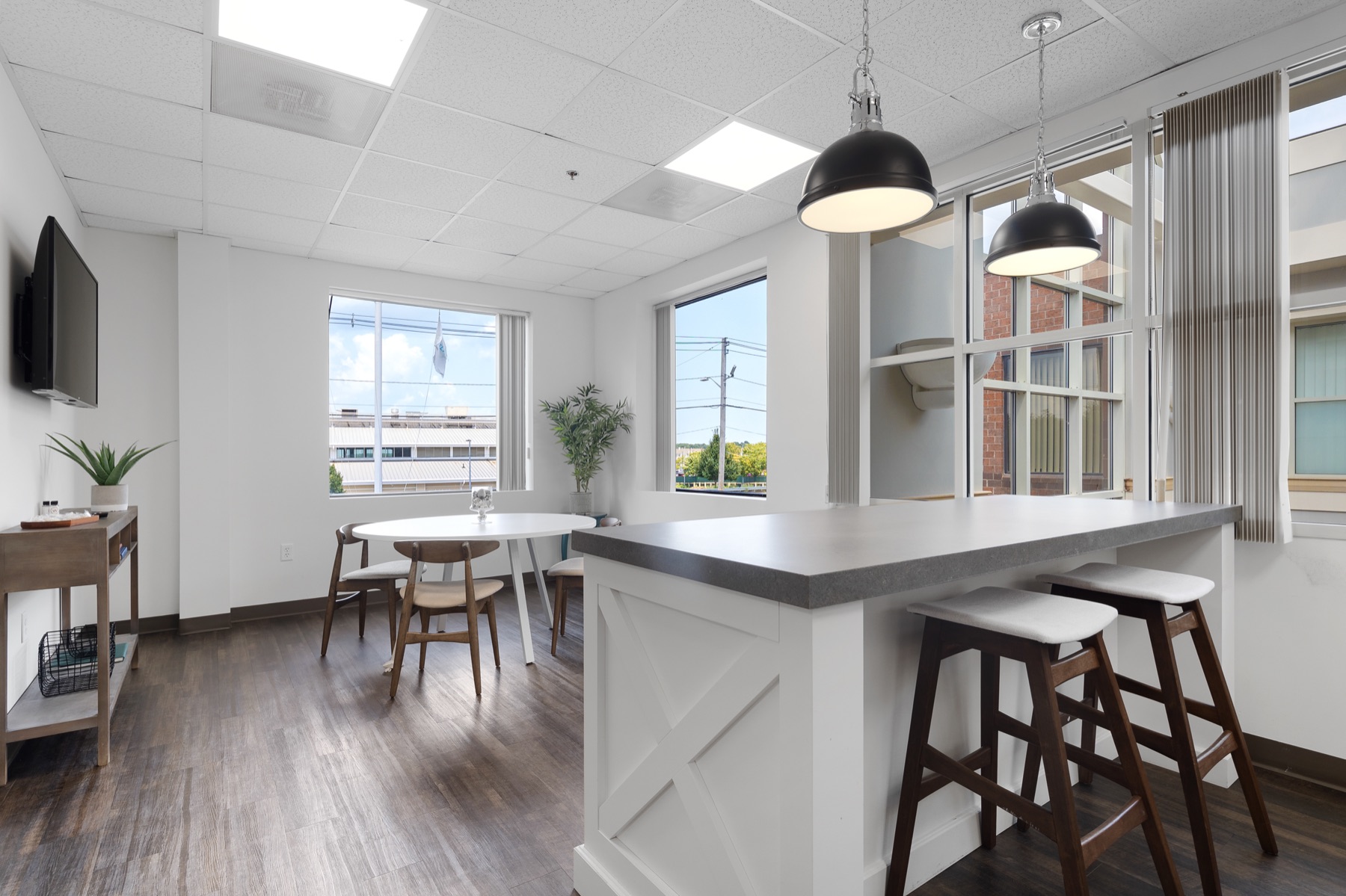 The kitchen and cafe counter at Workspace Hingham